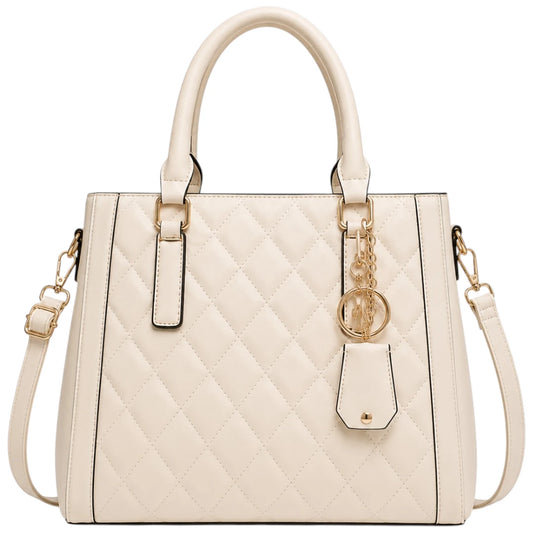 Cevoria Beige Women's Quilted Tote Handbag