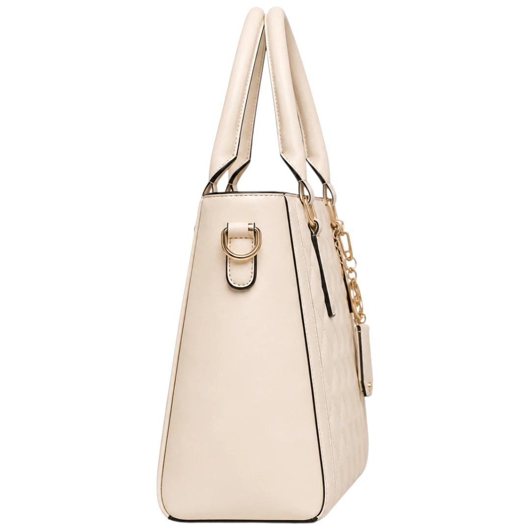 Cevoria Beige Women's Quilted Tote Handbag