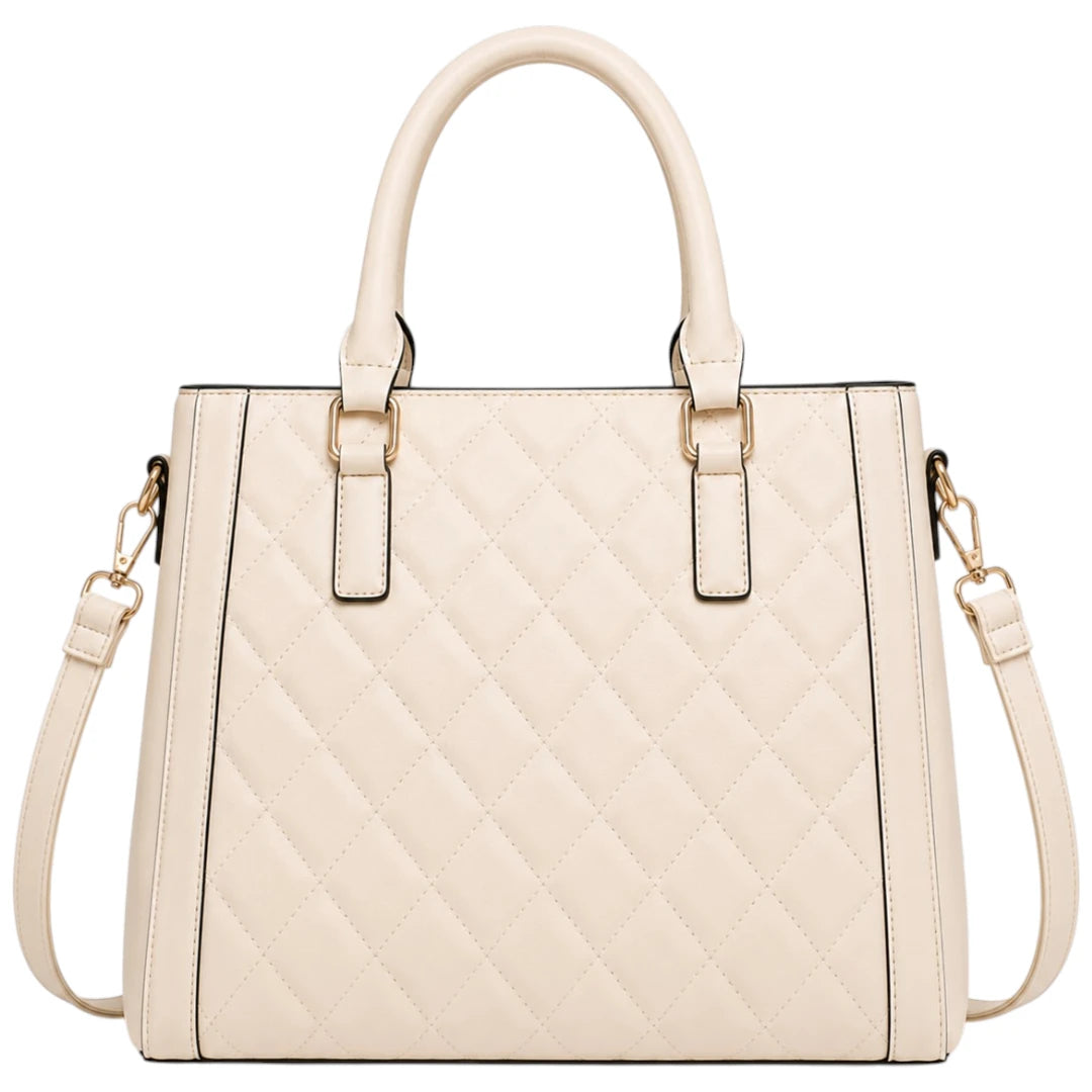 Cevoria Beige Women's Quilted Tote Handbag