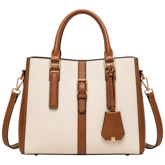 Cevoria Brown Women's Premium Two-Tone Tote Satchel Handbag