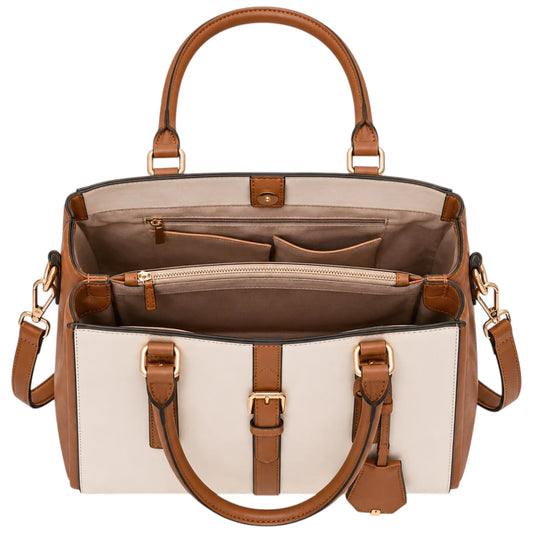 Cevoria Brown Women's Premium Two-Tone Tote Satchel Handbag