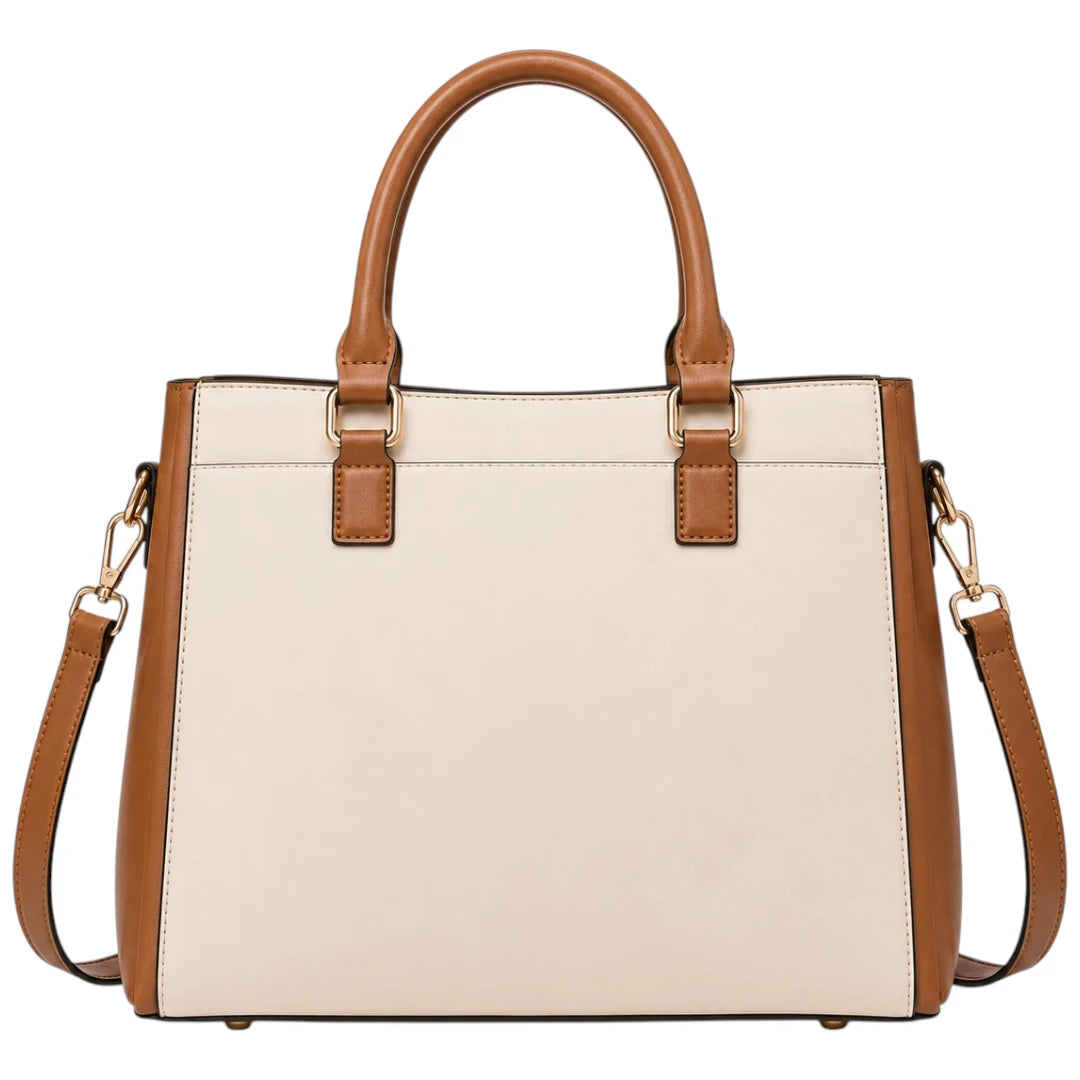 Cevoria Brown Women's Premium Two-Tone Tote Satchel Handbag