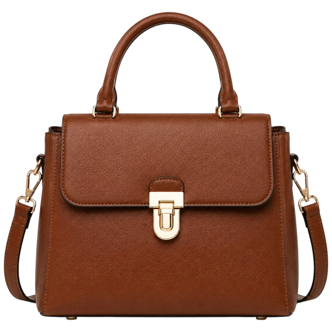 Cevoria Women's Classic Brown Satchel Handbag